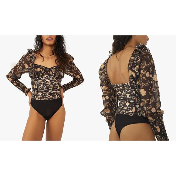 Free People Women's Brunch Date Body Suite Black Combo MD Sz S - Picture 10 of 10